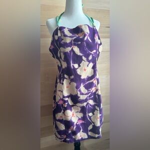 NWT Zara Size XL Floral Linen Blend Dress, mini-length vibrant spaghetti straps